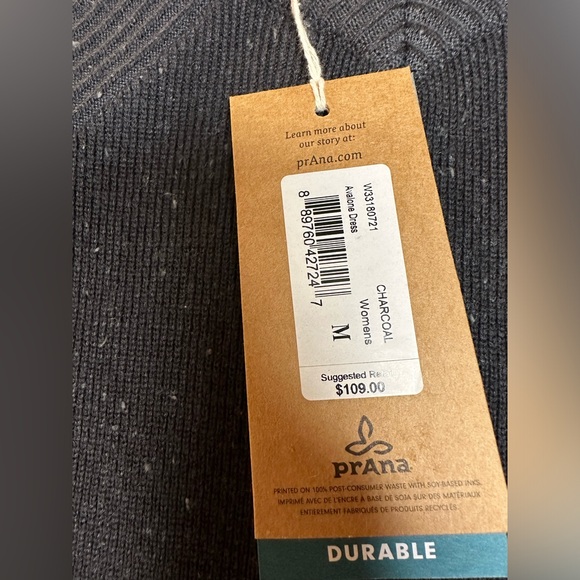 NWT prAna Avalone Dress in Charcoal - Picture 6 of 12